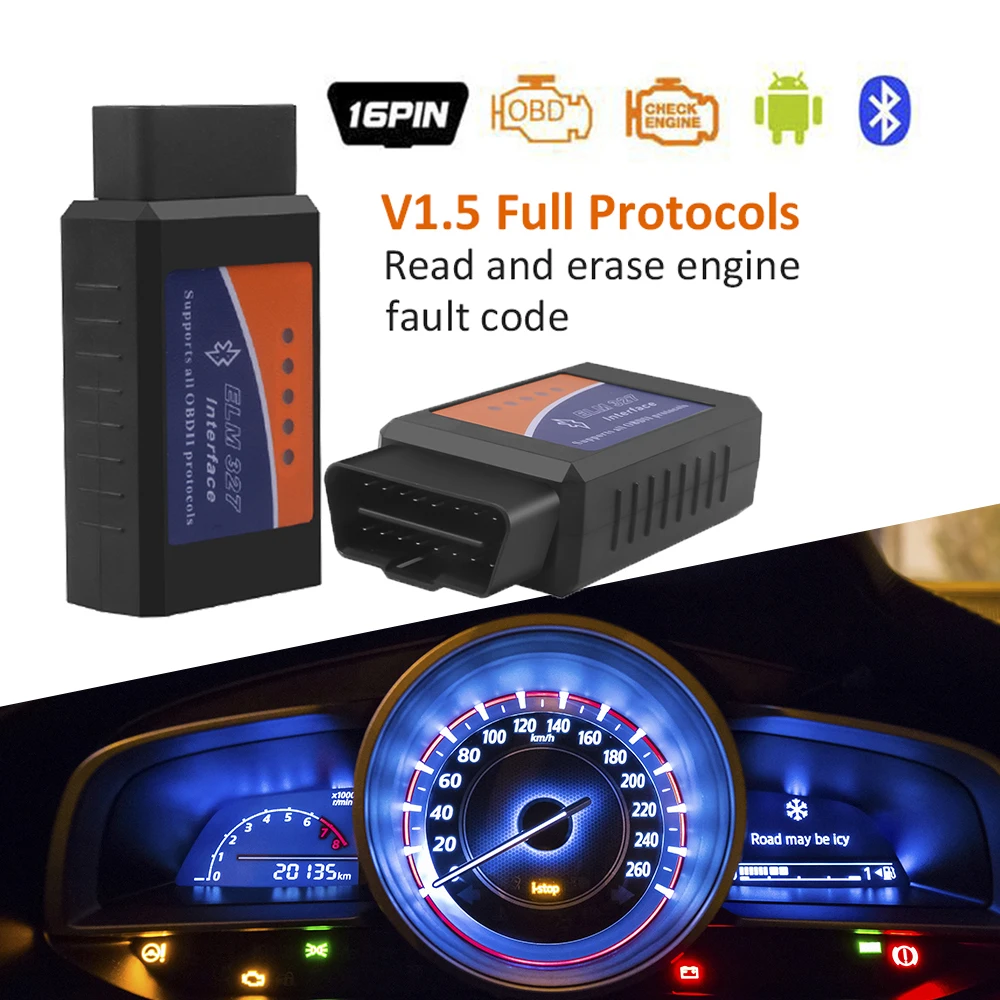 Bluetooth ELM327 OBDII Auto Diagnostic Tool for Android ELM327 V2.1 OBD2 Code Reader OBD2 Car Diagnostic Tool Scanner