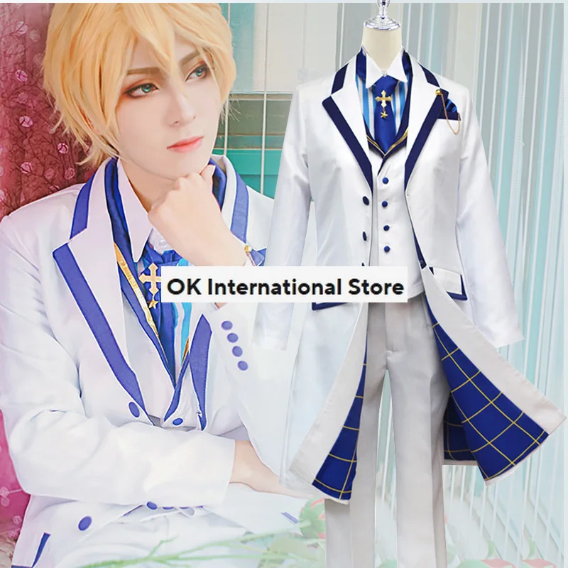 Anime Game Fate Grand Order Fgo Arthur Pendragon Cosplay Costume White Rose King of Knights Wig Windbreak Man Carnival Suit