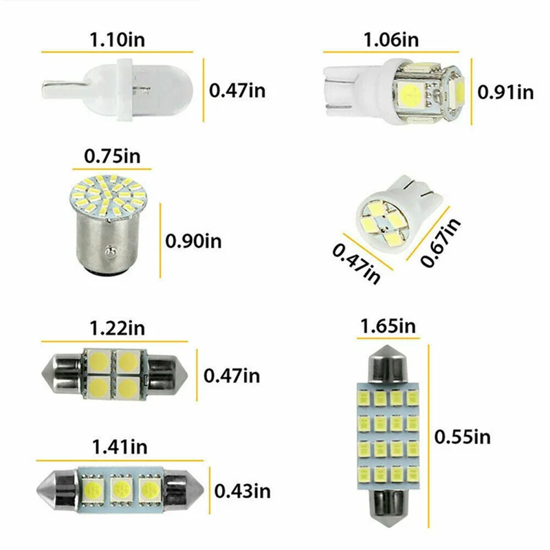 Kit di illuminazione interna a LED SMD da 42 pezzi T10 6000K Pacchetto di sostituzione targa cupola targa/luce di lettura-[Qahk]