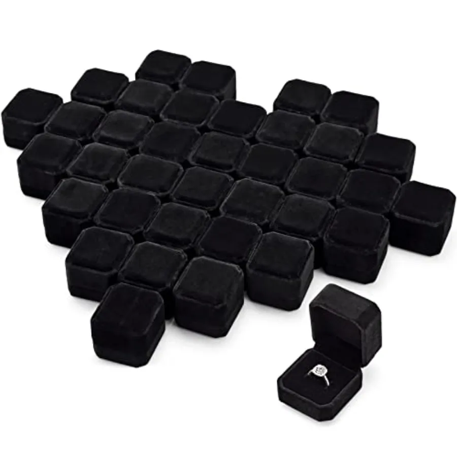 

36 Pcs Ring Boxes Bulk Black Velvet Jewelry Earring Boxes Wedding Ring Display Case for Packaging Wedding Ceremony Engagement P