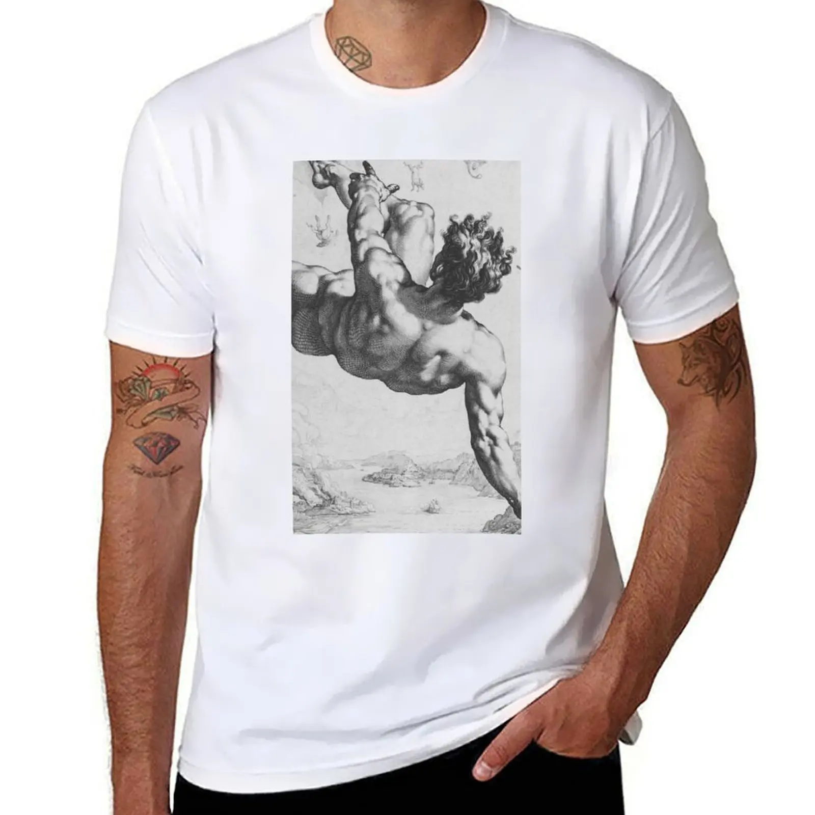 

Icarus Falling T-Shirt Simple Line Art Print Tee