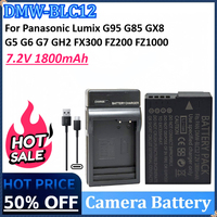 New DMW-BLC12 7.2V 1800mAh Camera Battery with USBType-C Charger for Panasonic Lumix G95 G85 GX8 G5 G6 G7 GH2 FX300 FZ200 FZ1000