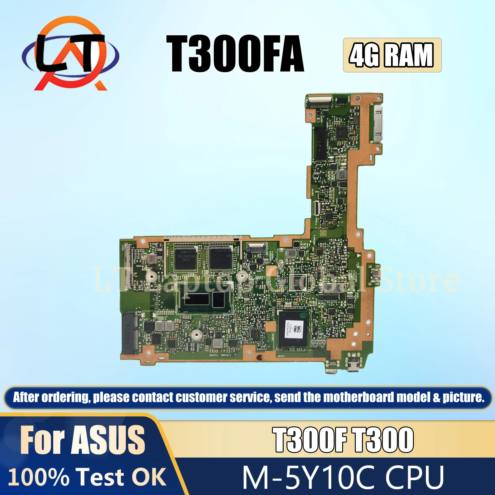 T300F Notebook Mainboard For ASUS T300FA T300 Laptop Motherboard CPU M-5Y10C 4GB-RAM SSD 64G Test 100% OK