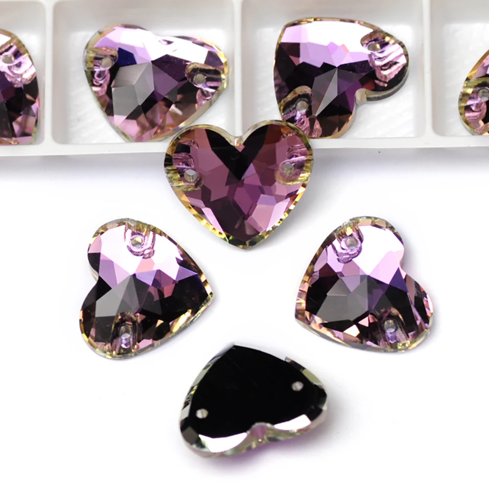 PUBRILEX Herz-Glas-K9-Nähsteine Flache Rückseite DIY Heimdekorationen Aufnähbare Kristallsteine für Handarbeiten Taschen Kleider – Detail 10