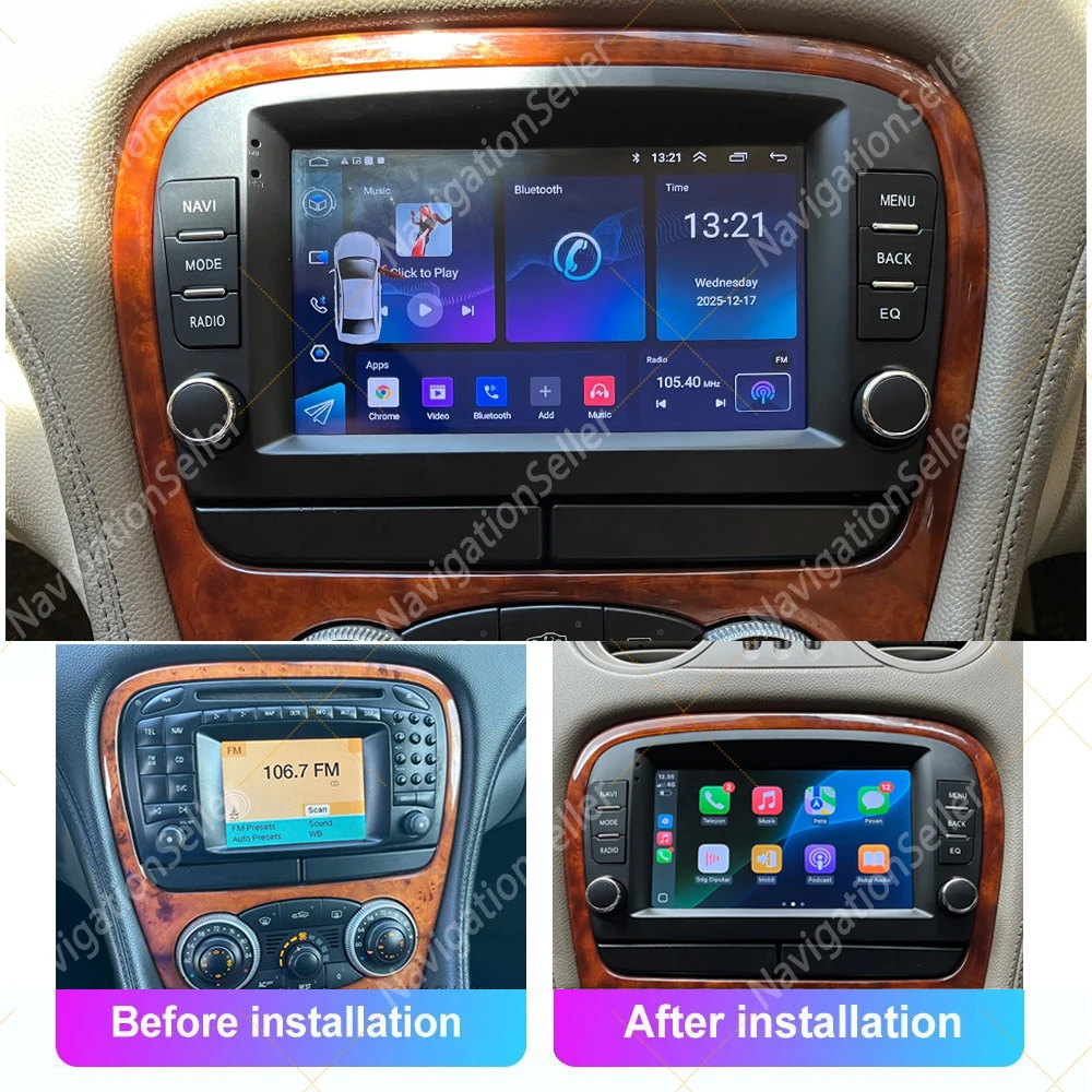 

Android Carplay Radio For Mercedes SL R230 SL350 R230 SL55 SL500 SL550 SL600 2001-2005 Head Unit Multimedia Video Player Stereo