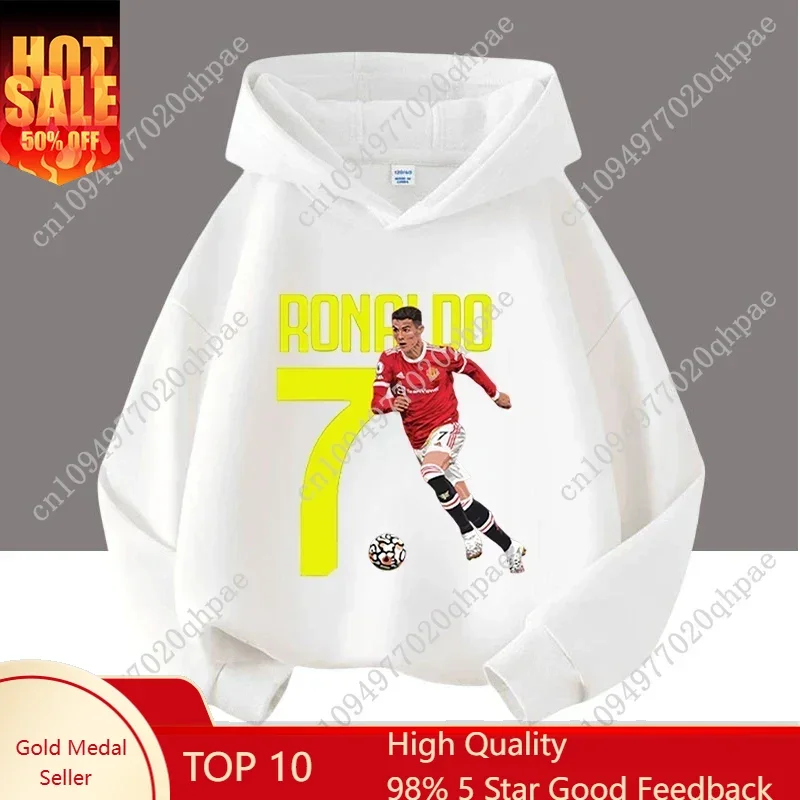 

Детская толстовка с цифровым принтом Cartoon CR7, детская толстовка с длинными рукавами, повседневный осенний топ с футбольной звездой для мальчиков и девочек
