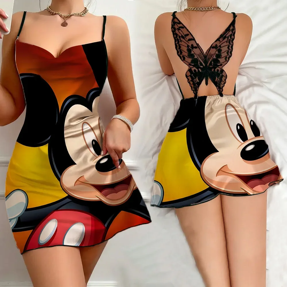 

Summer New Sleepwear for Women Sexy Sleevesless Female Pajamas Fashion Women's Home Dress Disney Cartoon Pattern Female Pajama