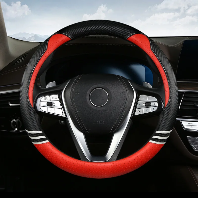 New Color Matching 14.96in Car Steering Wheel Cover Auto Interior Decoration Accessories for All Automobiles Soft Wear-resistant