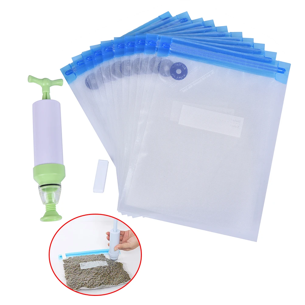 11PCS Vacuum Sealed Bags Food Saver Storage Delis Plastic Grain Vacuum Wrap Bags