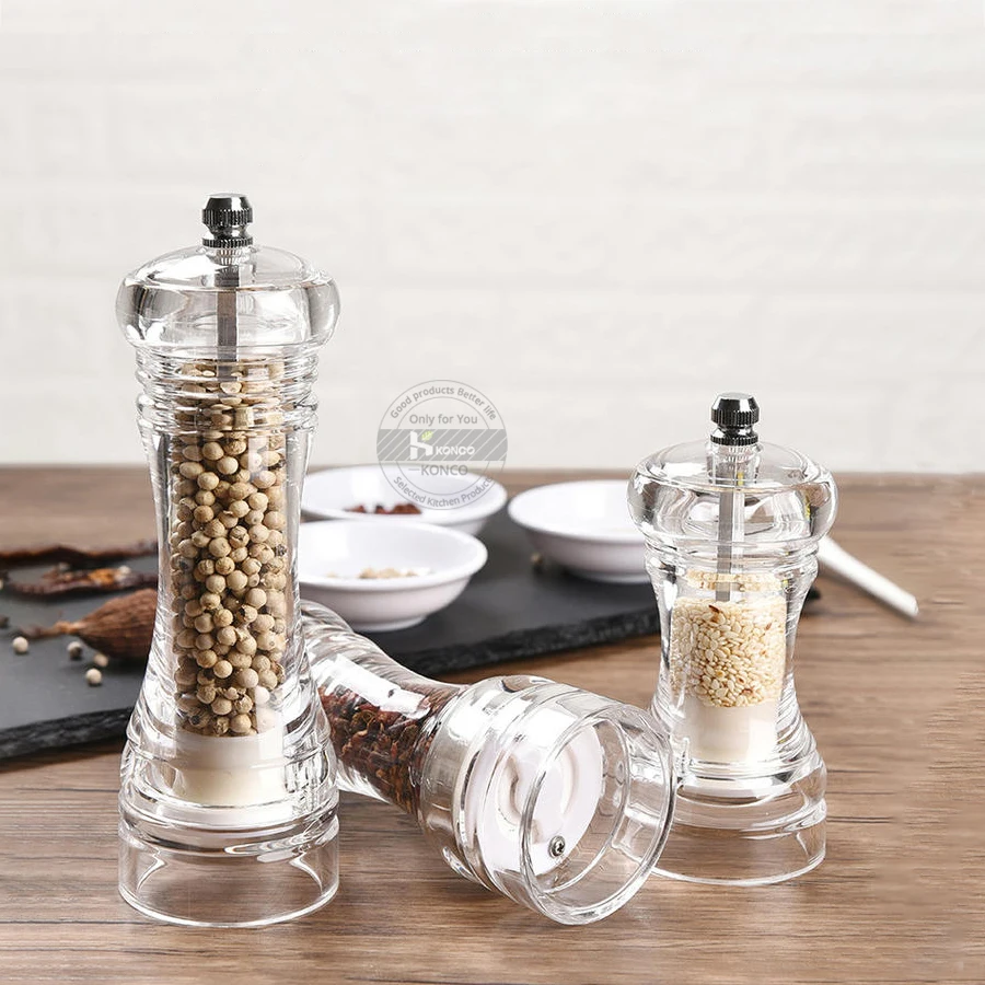 Pepper Grinder Acrylic Salt and Pepper Mill with Adjustable Coarseness Spice Grinder Kitchen Accessories