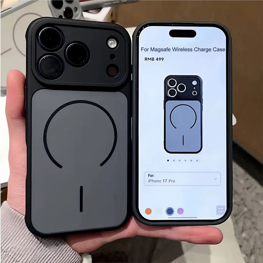 Luxury Shockproof Bumper Armor Case for iPhone 17 Air 16 15 14 Plus 13 12 11 Pro For Magafe Magnet Wireless Charge Matte Cover