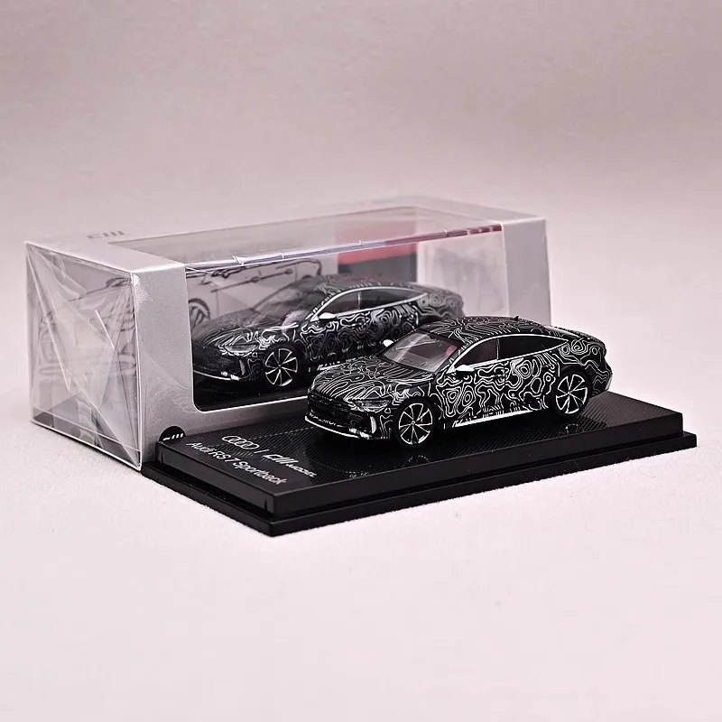 CMModel 1/64  RS7 Sportback 2022 Diecast AutoModel Black silver silk thread