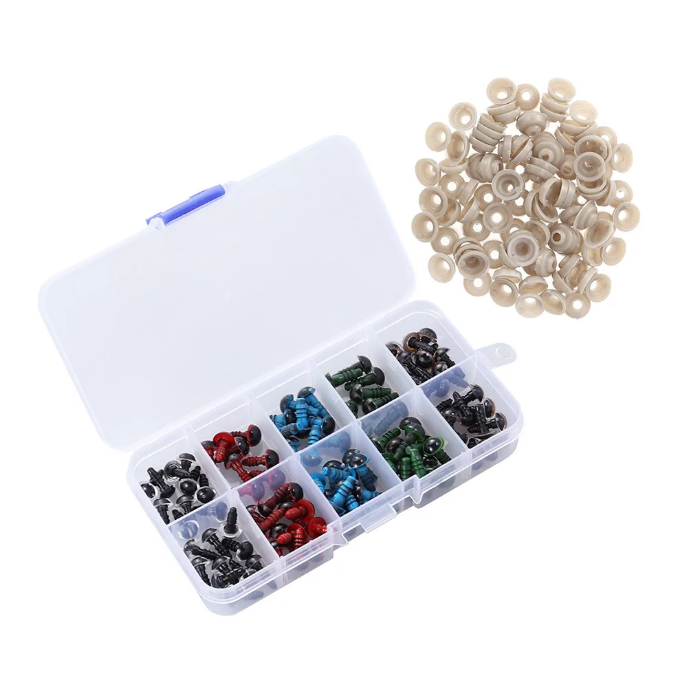 

100Pcs 12mm Plastic Safety Eyes and Washers for DIY Projects 5 Colors Transparent Red Blue Green and Gasket Set