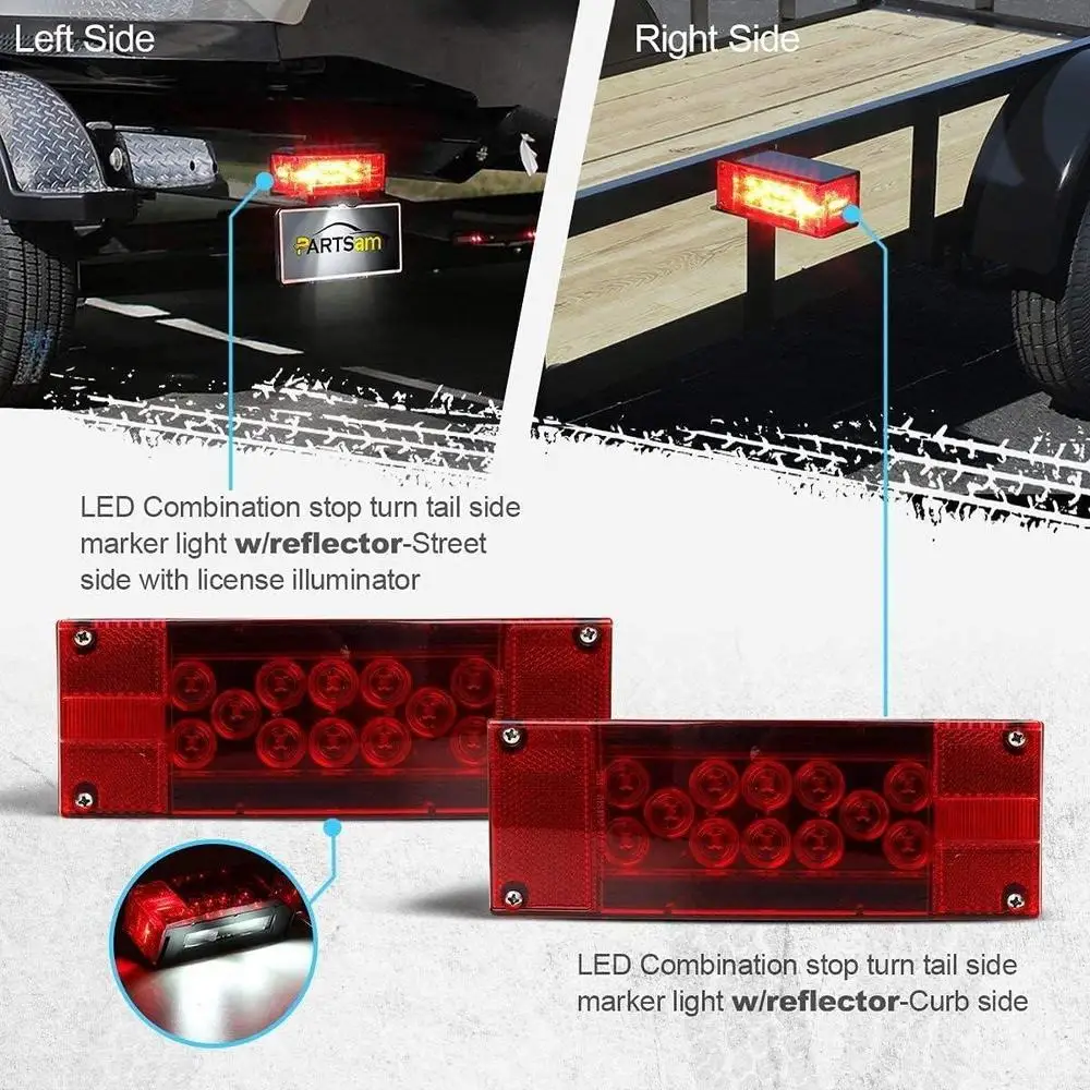 12 فولت LED مقطورة ضوء عدة بدوره الذيل مصباح مكبح لوحة ترخيص ضوء العالمي للمقطورات والشاحنات والشاحنات والحافلات والسحر #3