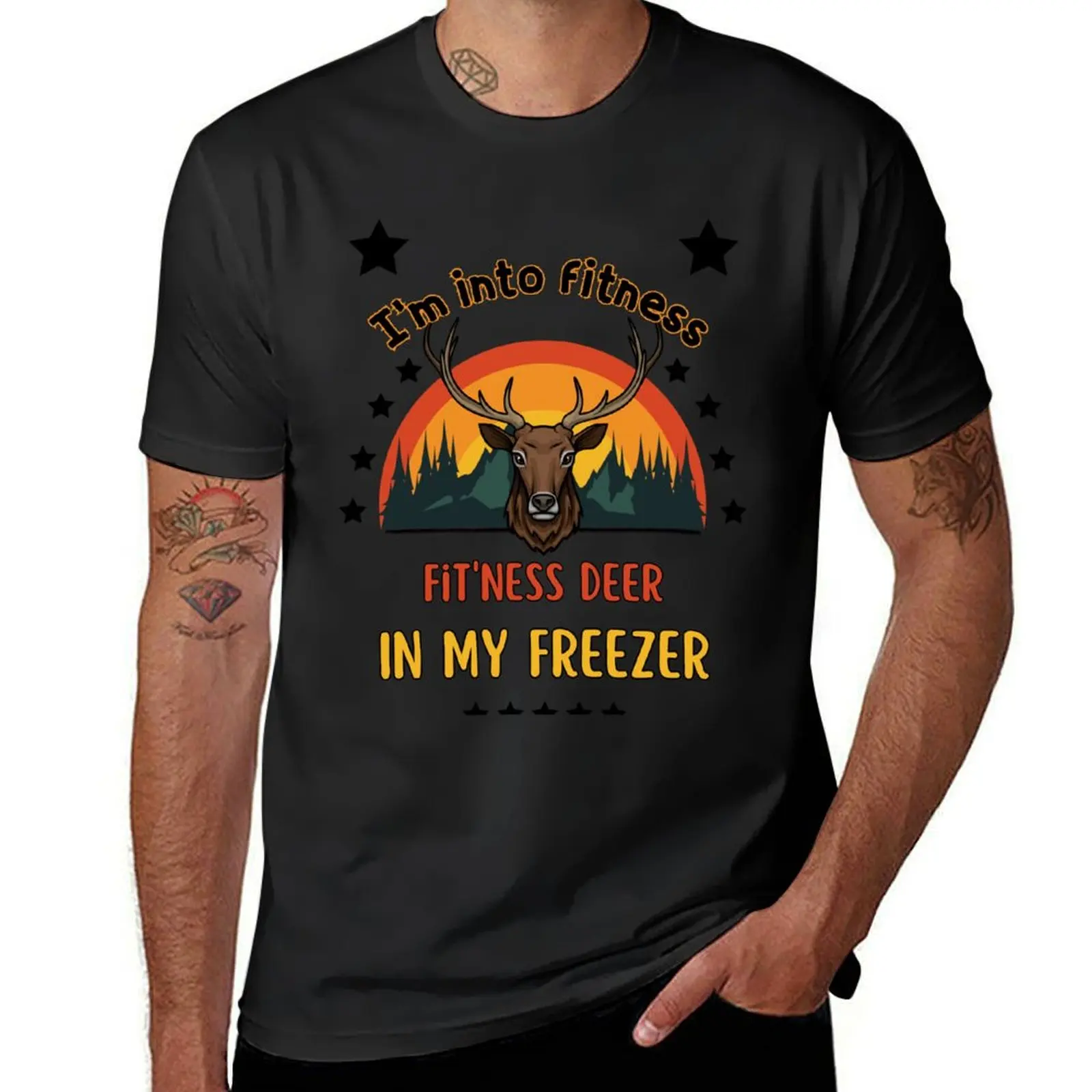 I'm into fitness fit'ness deer in my freezer for men women kids T-Shirt summer top customs design your own Men's cotton t-shirt