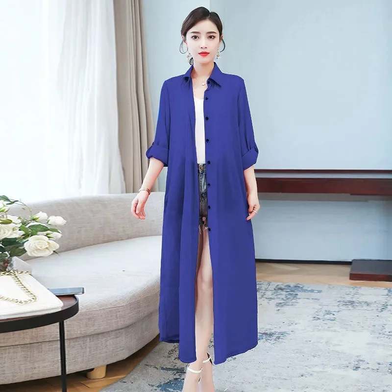 

High-End Sunscreen Jackets Women's 2025 New Long Summer Thin Coat Large Size Chiffon Cardigan Female Sun Protection Clothing Top