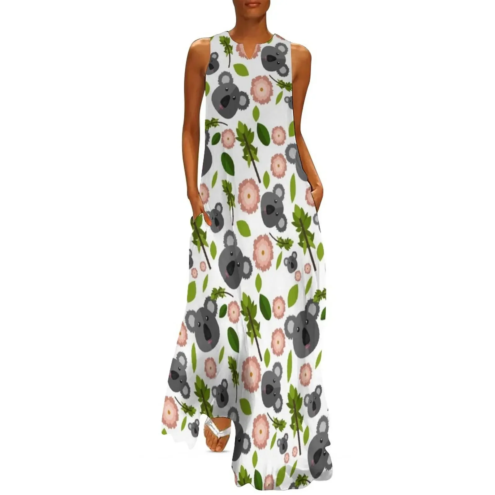 

Koala Pattern Long Dress cocktail dresses luxury woman evening dress clothes for woman Dress