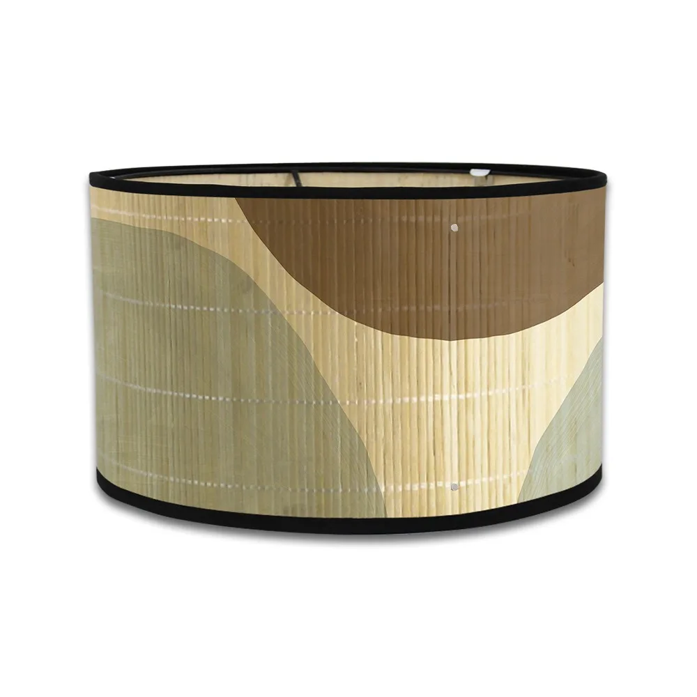 Handmade Bamboo Lampshade Long-Lasting Hangable Retro Lampshade Abstract Line Pattern Greenery Patterned Light Cover