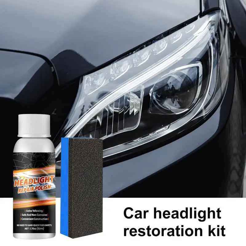 Headlight Cleaner Kit 50 ML Automatic Headlight Refresh Liquid With Brush Car Headlight Scratch Restoring Fluid Headlight Repair