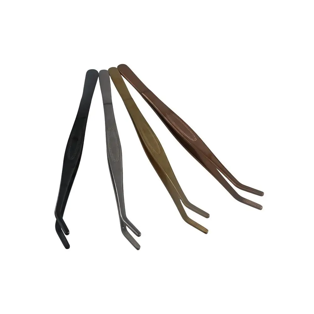 

Curved Tip Stainless Steel Tweezers Anti-slip Withc Particles Tea Tweezers 22cm Ridged Handle Seafood Tongs Tea Cup