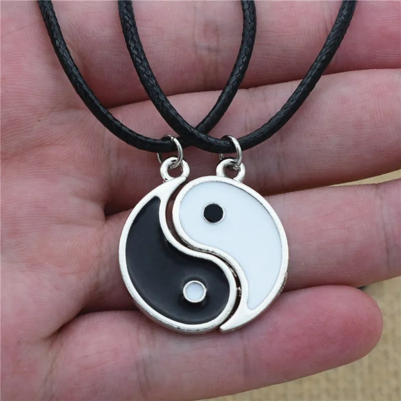 Paired Things Necklace For Couple BFF Colier Friendship Yin Yang Pendants Necklaces Black Collares Para Mujer Vintage Choker