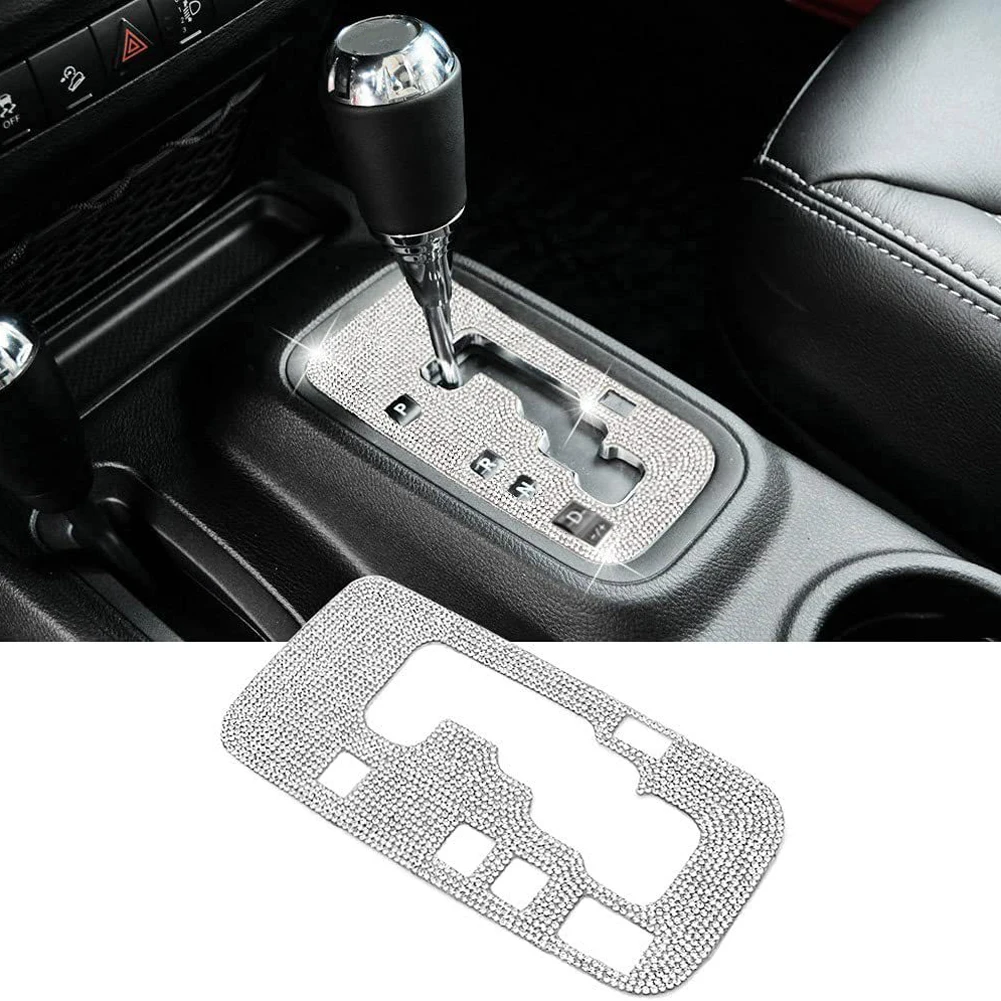 

Bling Gear Shift Box Frame Cover Trim Sticker Gear Shift Panel Decoration Replacement for Wrangler 2012 - 2018 White