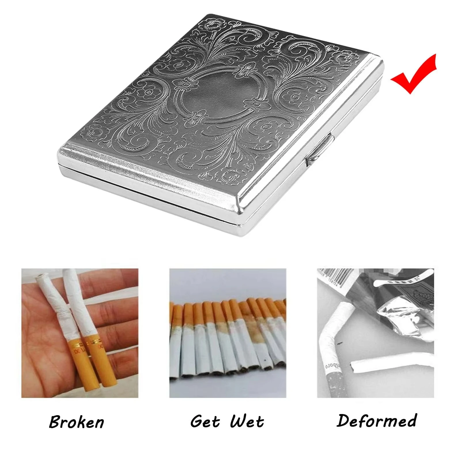 Portable Stainless Steel Metal Cigarette Case Patterned Decorative Cigarette Case Stylish Cigarette Storage Box 20 Cigarettes image 6