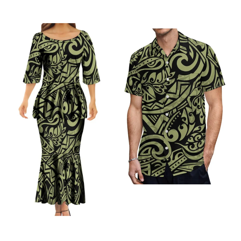 2024 nowy wzorzysty, polinezyjski, niestandardowy, letni Top z miękkiej tkaniny i pół spódniczka garnitur na wyspie Samoa