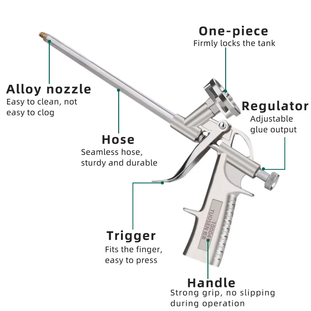Foam Expanding Spray Gun All Metal Polyurethane Foam Sealant Foaming Jet Glue Gun Manual Sealant Caulking Tool House Renovation image 2