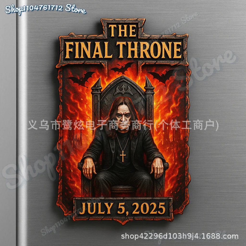 

2025 Newest Ozzy Osbourne 1948–2025 Memorial Patch Refrigerator Magnet for Rock Fans or Collectors