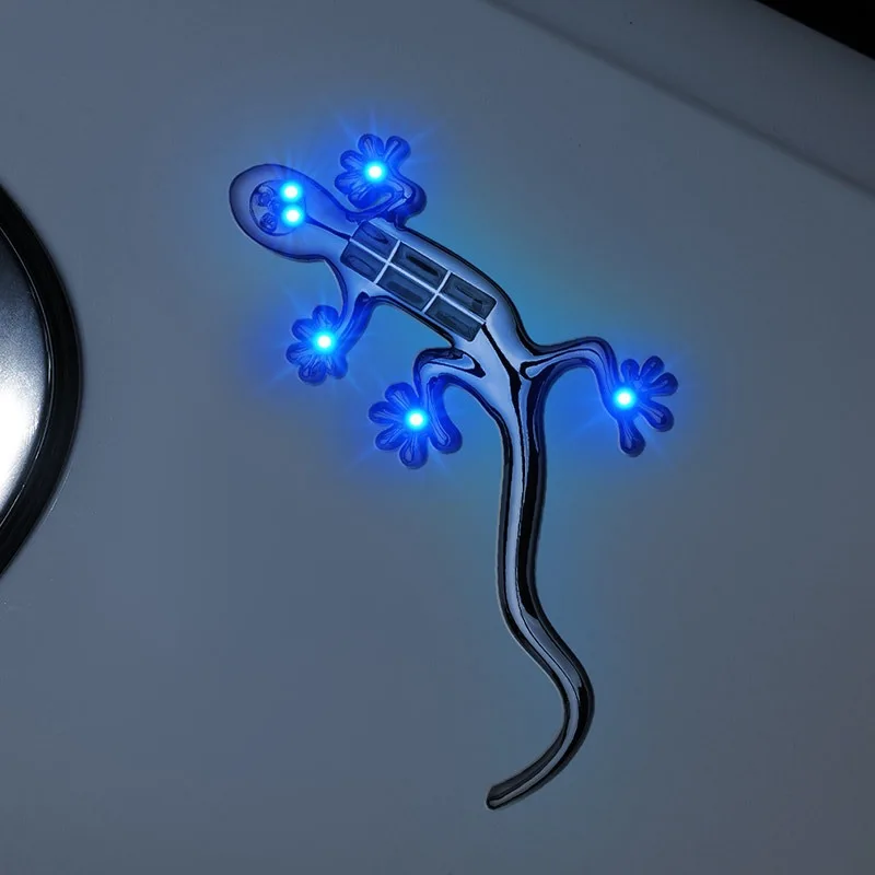 For car and motorcycles Solar LED Anti Collision Light Warning Lights Universal Gecko decorative car tail sticker