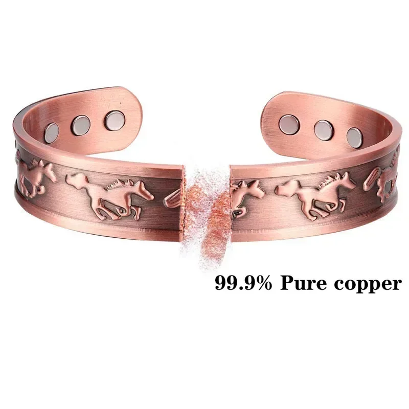 Pulseira magnética de cobre puro masculino artrite ímãs ajustáveis feminino manguito terapia saúde energia pulseiras dropshipping/atacado