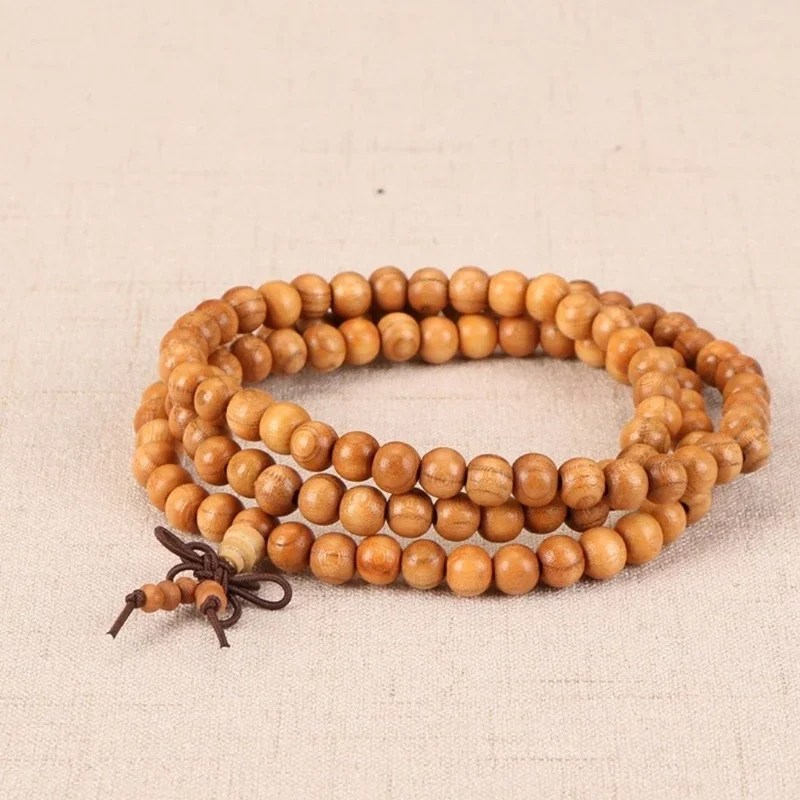 

Mencheese Natural peach wood bracelet for men and women with 108 carved beads for the year of the zodiac. Wooden bracelet