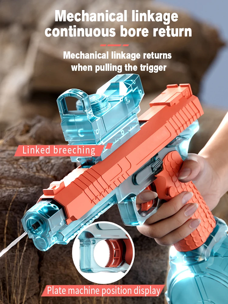 2024 Electric Water Gun With Light Flashing Pistol Summer Outdoor Pool Water Gun Continuous Firing Water Fights for Adults Kids