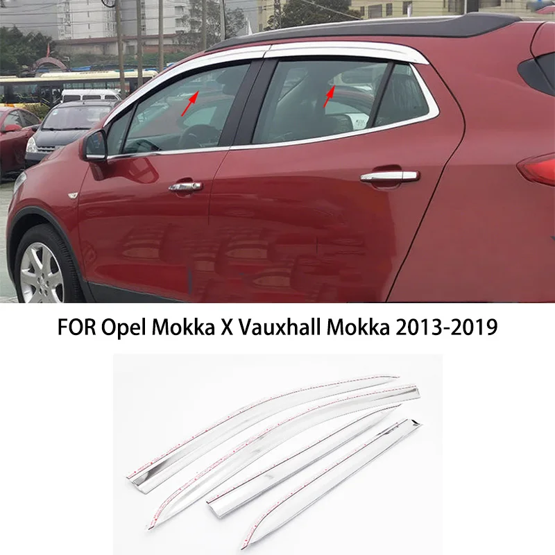 

Car accessories FIT FOR Opel Mokka X Vauxhall Mokka 2013-2019 ABS chrome waterproof Door Window Visor Vent Shades Sun Rain Guard