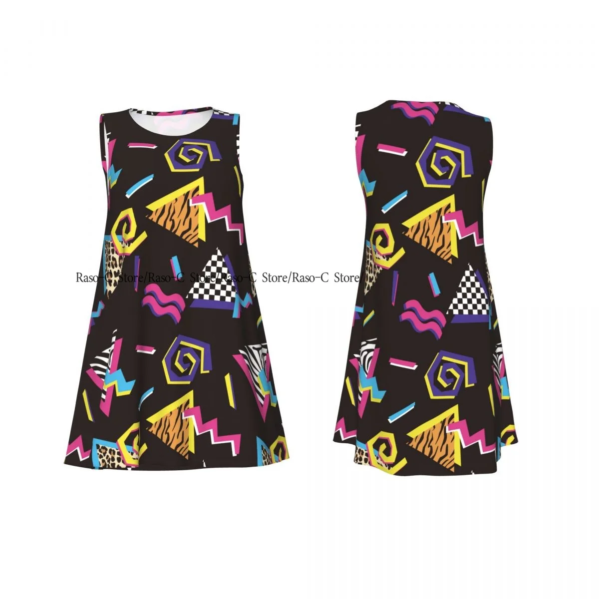 Damesjurk Zomer Casual T-shirtjurken Strand Cover-up Abstracte vormen en dierenprints Tankjurk in 90's-stijl