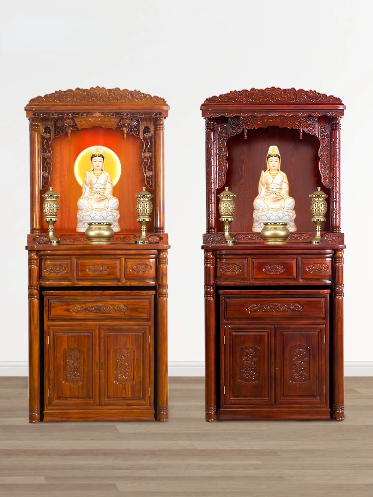 Modern minimalist solid wood shrine Shentai Buddha cabinet