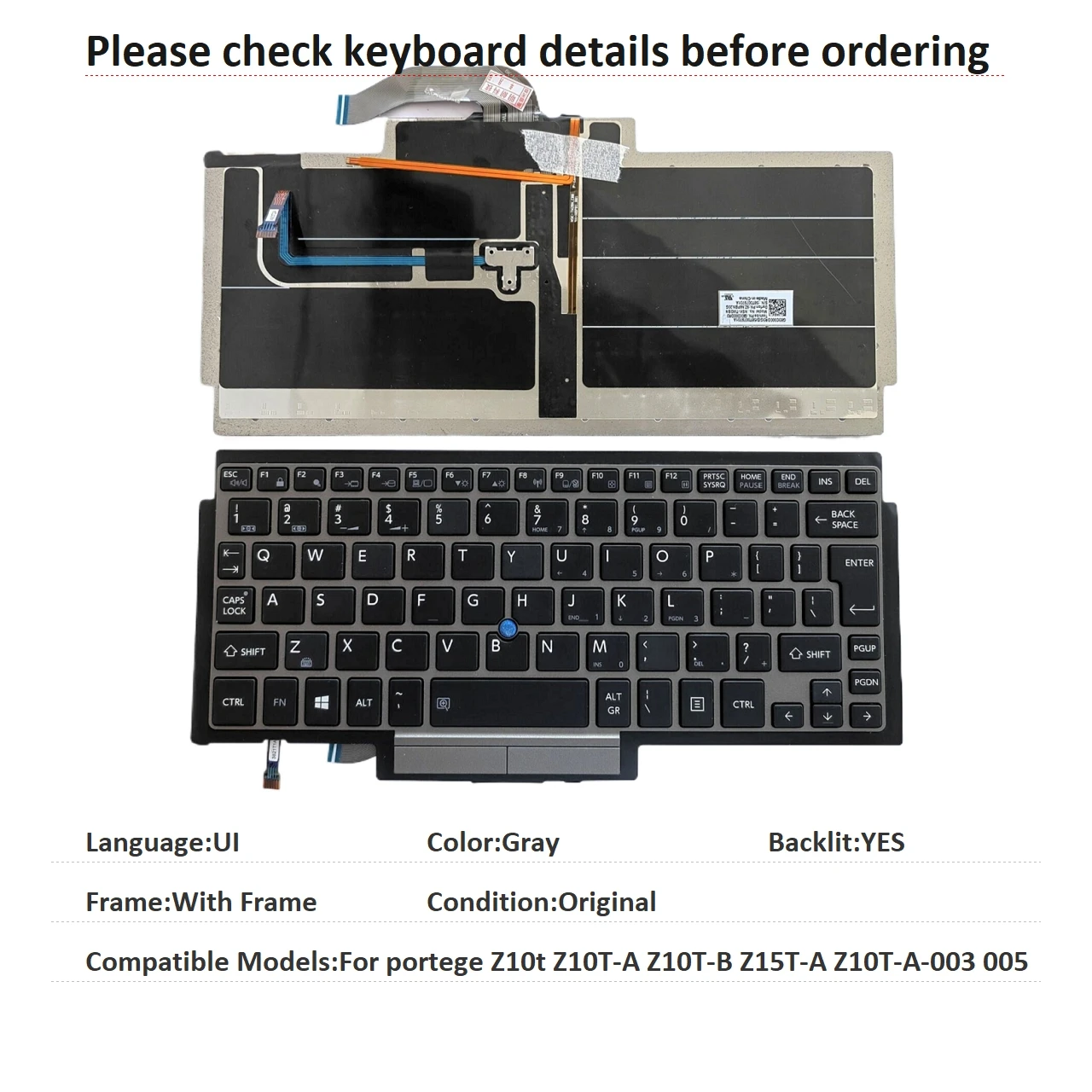 Nuevo teclado retroiluminado con idioma de interfaz de usuario para Toshiba portege Z10t Z10T-A Z10T-B Z15T-A Z10T-A-003 005, teclado de repuesto para ordenador portátil