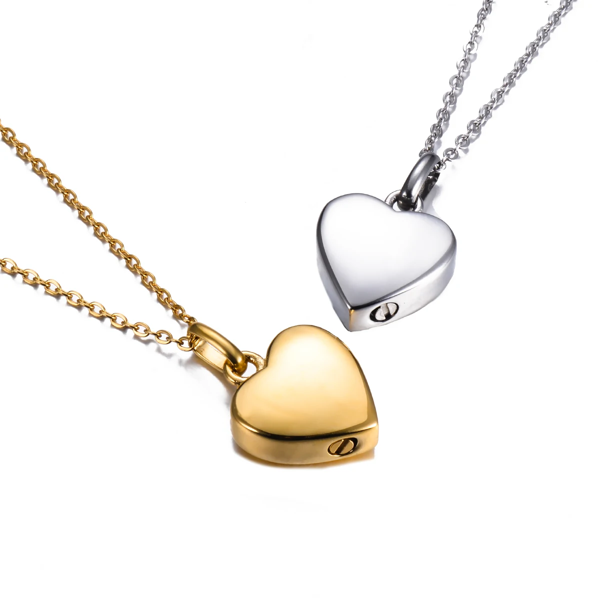 Glossy Heart Cremation Urn Necklace for Ashes Stainless Steel Memorial Jewelry Urn Pendant Keepsake Locket for Human Pet