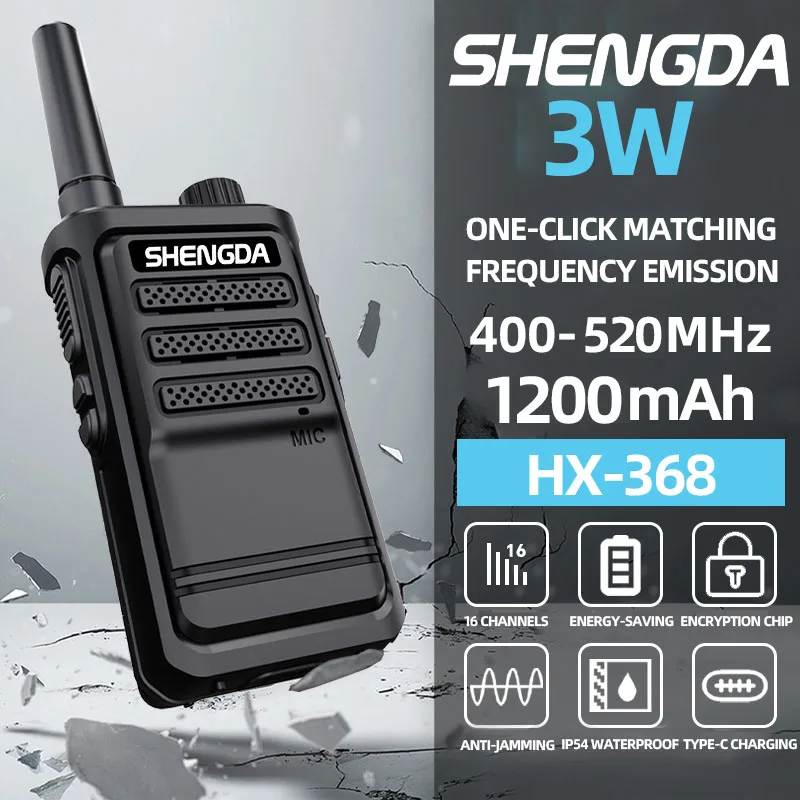 

SD-368 mini walkie-talkie 3w Good Value for Money Portable One Key Frequency Matching 400-500MHz Large Capacity Battery