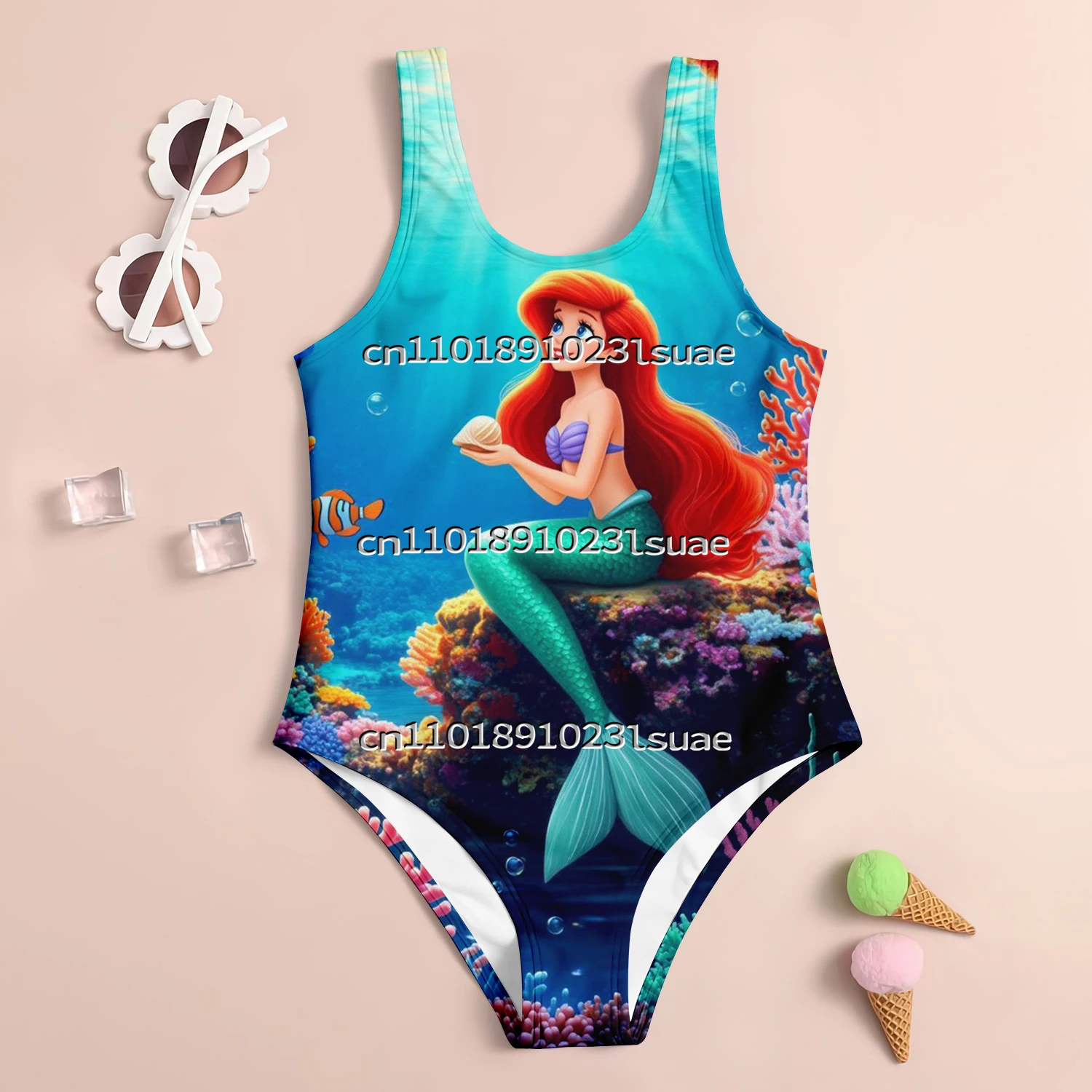 

Miniso Children's Cute Swimsuit New Women's One-piece Swimsuit Summer HOT SALE Casual Sunscreen Cartoon Princess Swimsuit