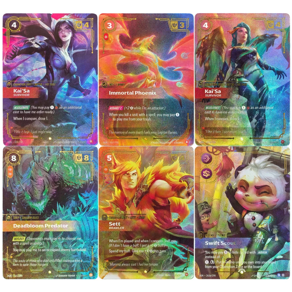 Cartão Colecionável Proxy Riftbound League of Legends Trading Card Game Origins OGN Kai'Sa - Survivor 039/298 Deadbloom Sett Champion Unit Card Toy