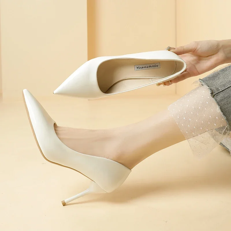 Pointed high heels for women in 2024, new minimalist, fashionable, casual, and non tiring fairy style high heels