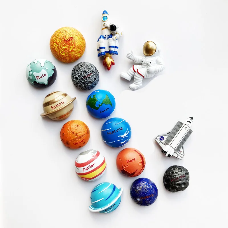 Dropshipping Space Astronauts Resin Fridge Magnet 3D Planet Magnetic Sticker Asteroid Refrigerator Magnet Home Decor Wholesale