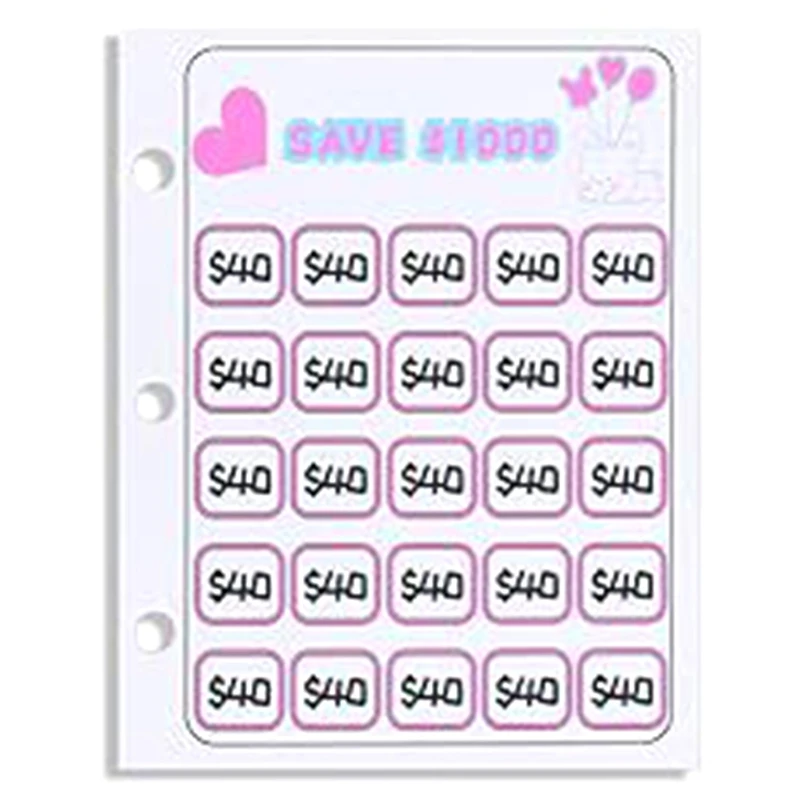 1000 Savings Challenge Mini Binder With Envelopes, Storage Budgeting Binder Budget Book Cash Saving Challenge Box Kit Durable