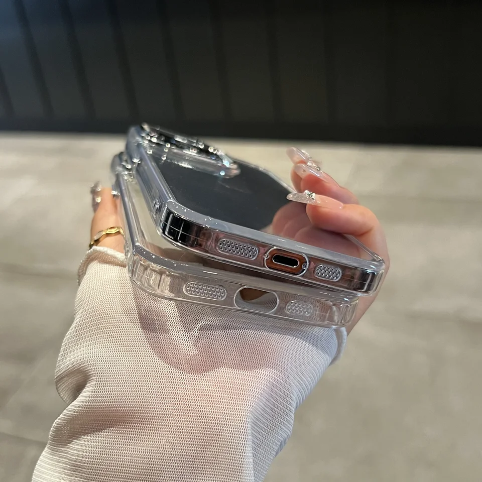 Funda de silicona transparente de lujo para iPhone 17 Pro Max 11 13 16 15 14 12 Air, a prueba de golpes, con marco trasero 6