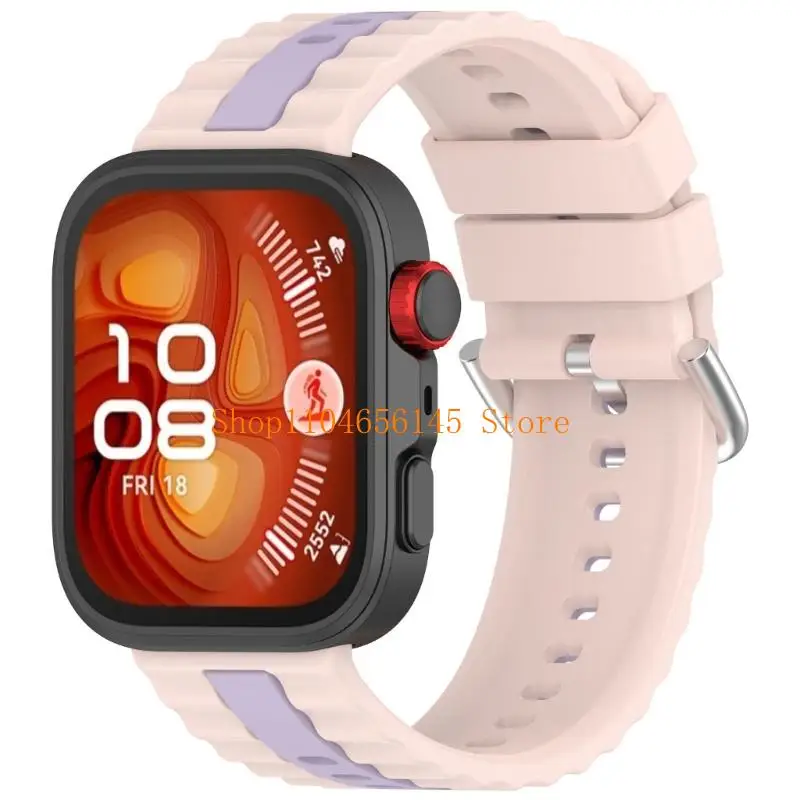 652F Vertical Stripes Double Tone Silicone Replacement Band Suitable For Watch Fit 3/4 Sport Watches Adjustable Wrist Straps