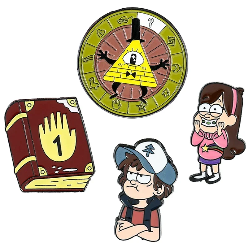 1 مجموعة ديزني أنيمي الجاذبية يقع الشكل المينا دبابيس الكرتون الشكل قحافة مابل الجرونكل ستان ويندي Waddles دبابيس شارات الهدايا #1