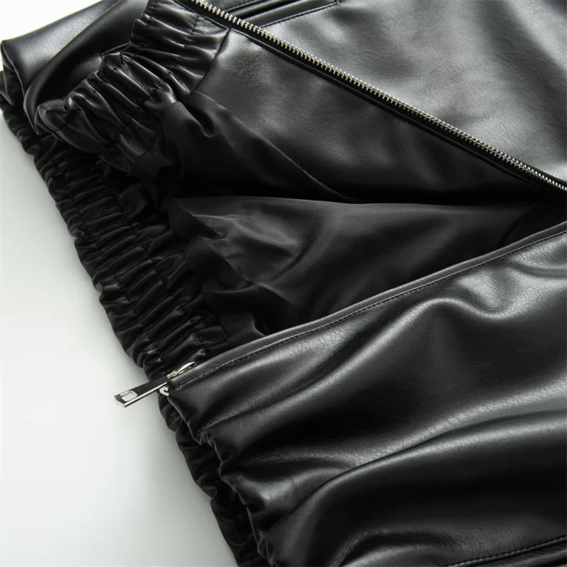 Women's Jacket 2025 New Fashion Autumn Winter Long-Sleeve Leather Jacket Loose Casual Chic Ladies Jacket