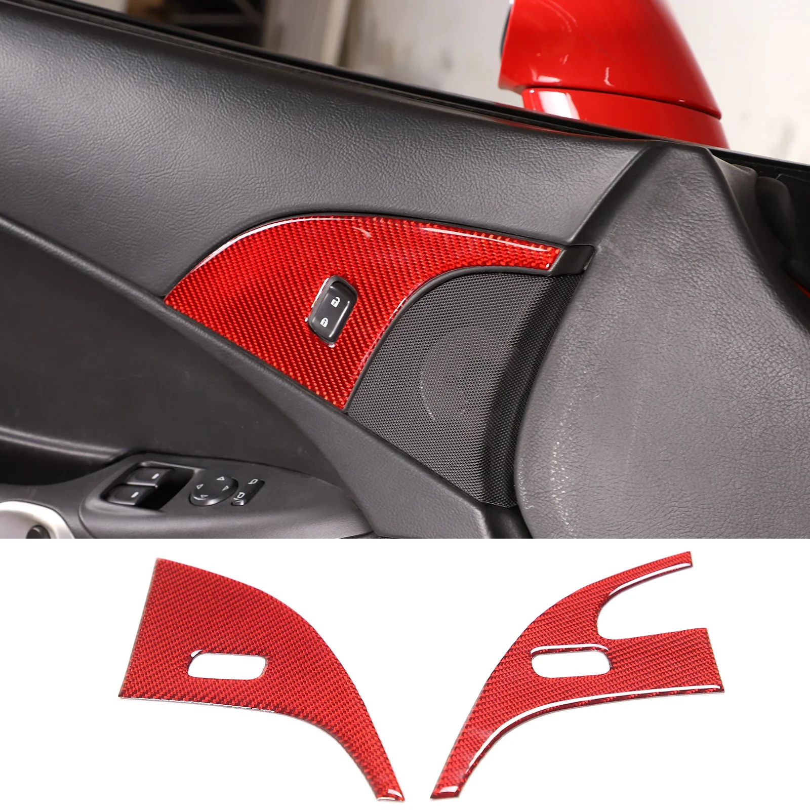 

For Chevrolet Corvette C6 2005-2016 Soft Carbon Fiber Inner Door Lock Switch Trim Stickers Car Accessories